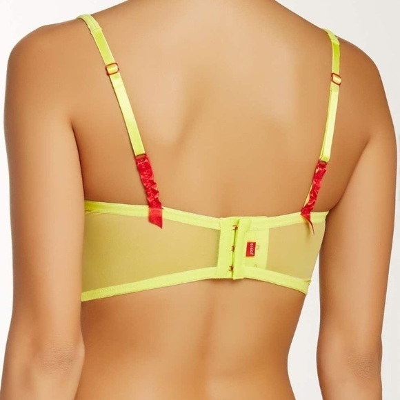 Josie Natori Bardot Lace Bra citrus Yellow  32b/c - Picture 2 of 11